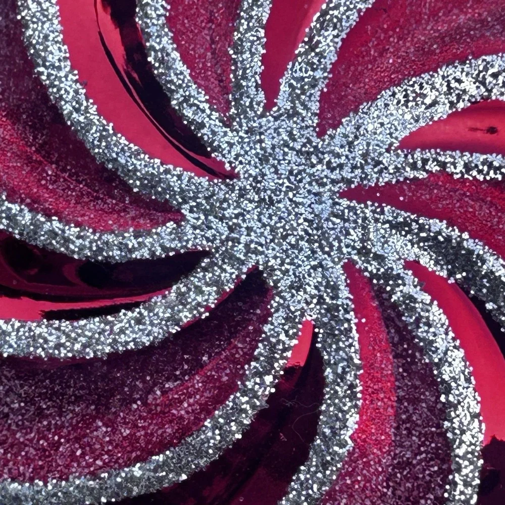 Peppermint Swirl Glass Christmas Ornaments Red 3.75